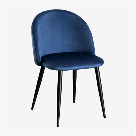 Chaise De Salle Manger En Velours Kana Noir Bleu A Cdiscount Maison