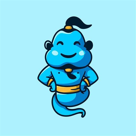 cute genie mascot cartoon character flat design style  vector