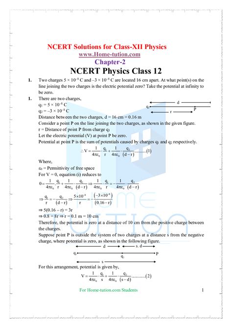 Ncert Solutions For Class 12 Physics Chapter 2 Electrostatic Potential And Capacitance