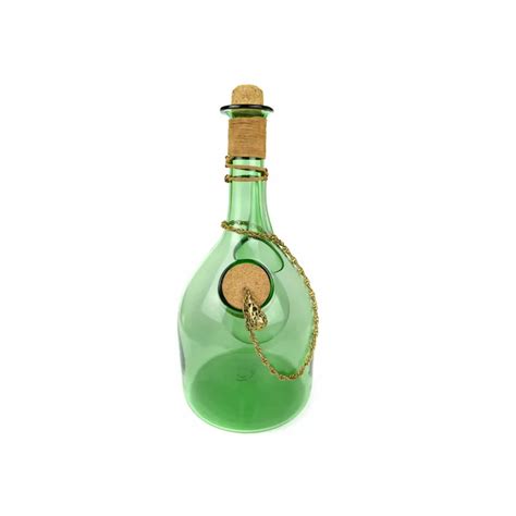 Vintage Hand Blown Italian Green Glass Wine Decanter Carafe With Ice