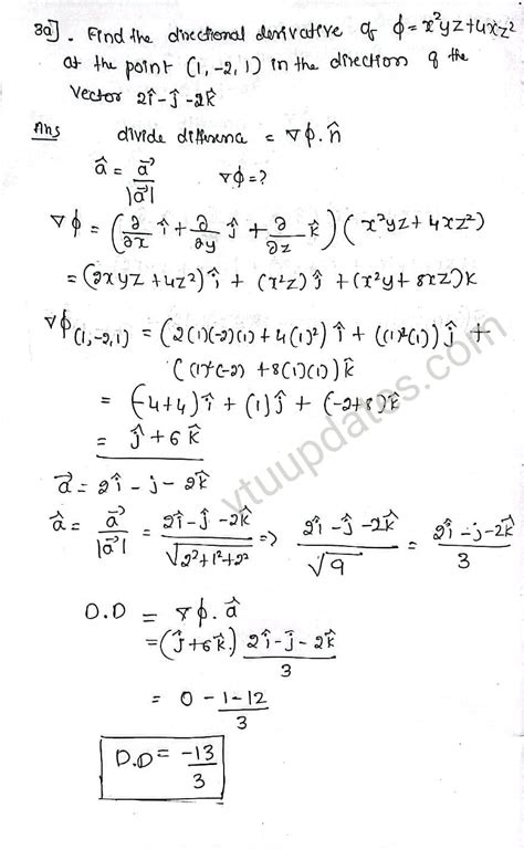 Find The Directional Derivative Of A Given Equation At The Point In The Direction Of The Vector