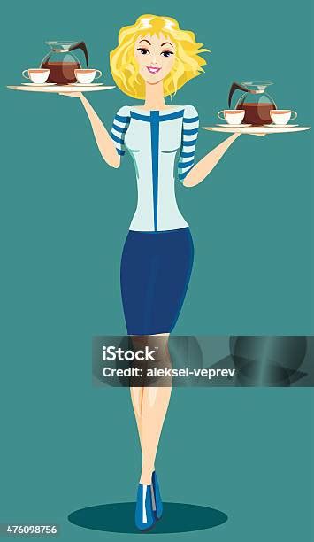 Beautiful Girl Waitress Stock Illustration Download Image Now 2015