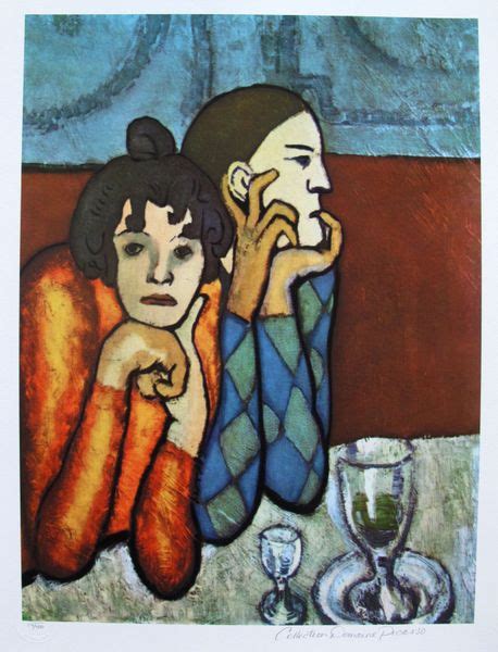 Pablo Picasso Estate Signed Giclee Harlequin And His Companion