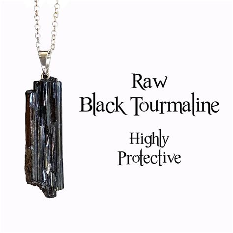 Small Natural Raw Black Tourmaline Protection Necklace Etsy Canada