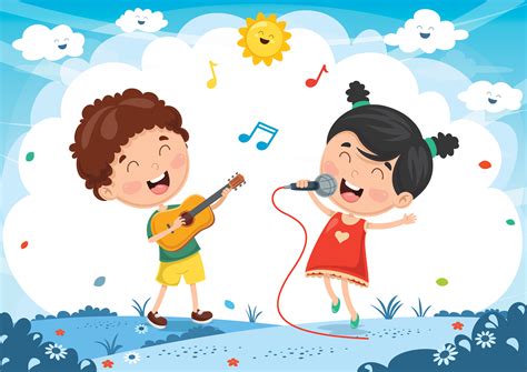 Bambini che suonano musica e cantano 690671 Arte vettoriale a Vecteezy