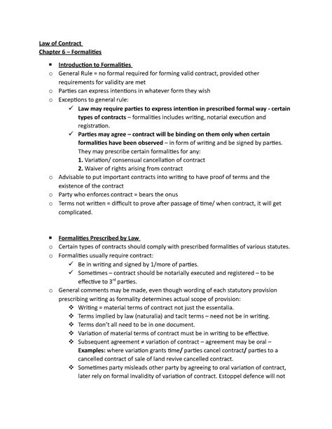 Law Of Contract Chapter 6 Law Of Contract Chapter 6 Formalities