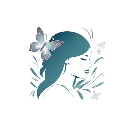 Rostro de mujer hermosa con mariposa ilustración vectorial de silueta