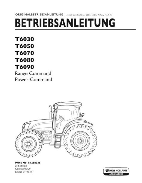 Manual Do Operador Em Pdf Do Trator New Holland T6030 T6050 T6070