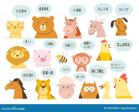 Animals Sounds. Zoo Characters Communication Animals Talking Words ...