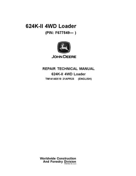 John Deere K Series Ii Loader Repair Manual Tm X