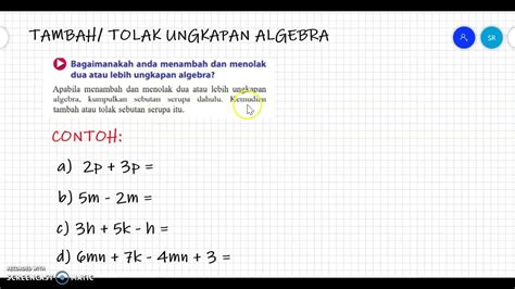 TAMBAH TOLAK UNGKAPAN ALGEBRA YouTube