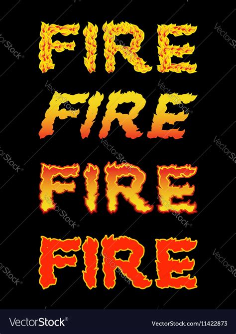 Fire Textflame Typography Burning Letters Fiery Vector Image