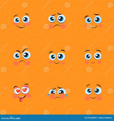 Cartoon Faces Funny Face Expressions Caricature Emotions Stock Vector