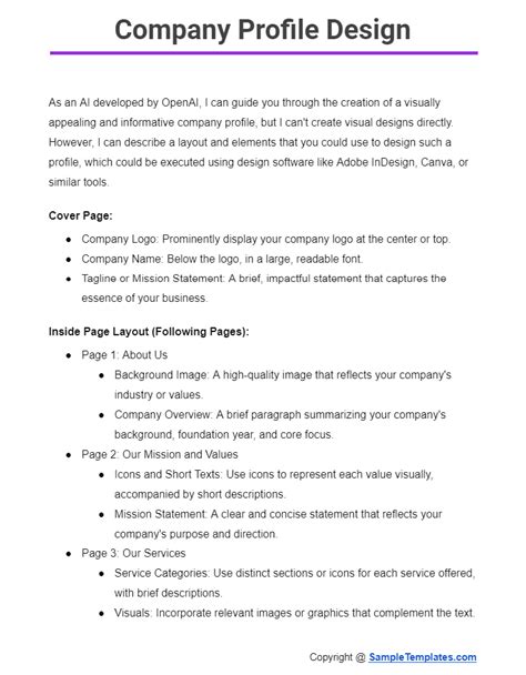 Free Company Profile Samples Templates In Ms Word Google Docs