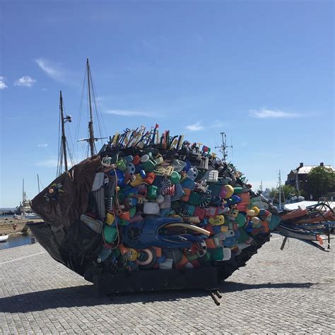 Giant Fish Made Out Of Plastic Waste From The Sea Art