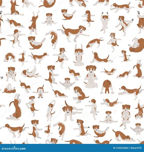 Actitudes Y Ejercicios De Los Perros De La Yoga Que Hacen El Clipart