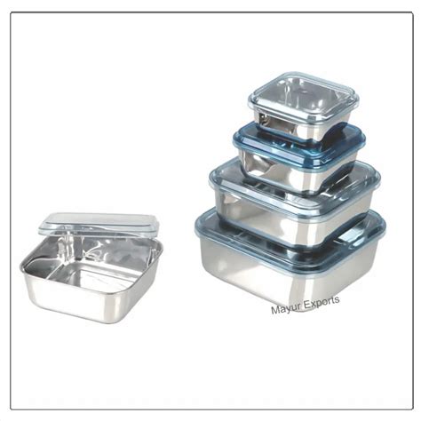 Stainless Steel Square Lid Bowls Stainless Steel Bowl With Blue Acrylic Lid - Buy Stainless ...