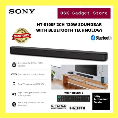 Sony HT S100F 2 Channel Stereo 120W Soundbar With Bluetooth HDMI ARC