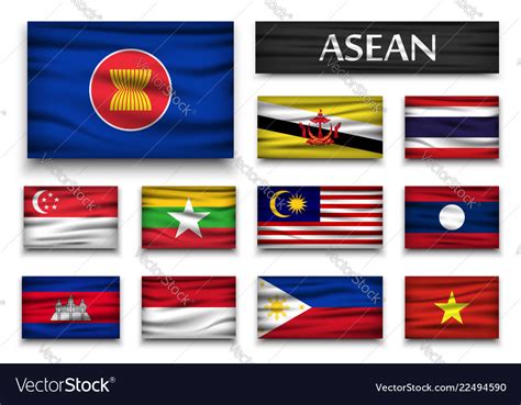 Flag Of Asean Association Southeast Asian Vector Image