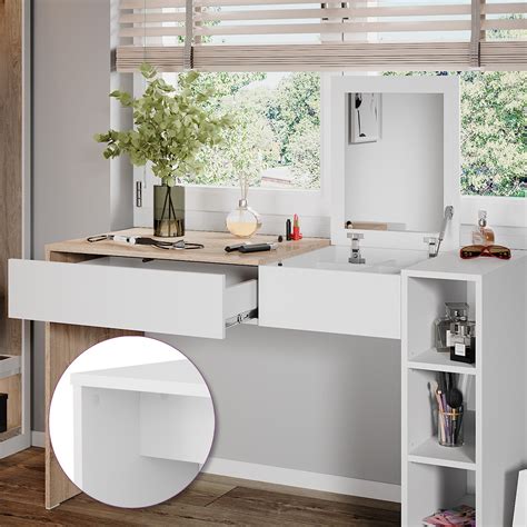 Vicco Coiffeuse Kira Blanc Sonoma Cm Avec Tabouret Et Miroir