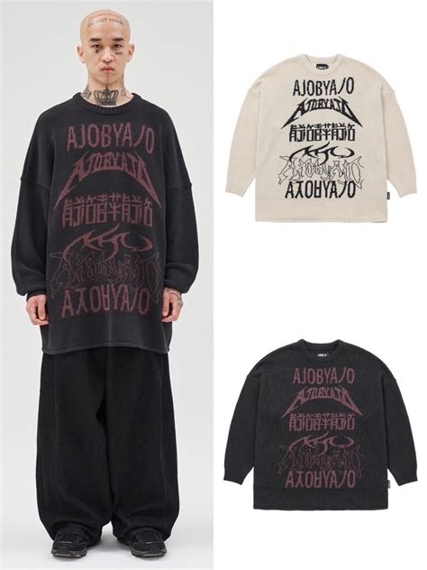 【ajobyajo】total Logo High Twist Yarn Sweater Our Brand Ajobyajo