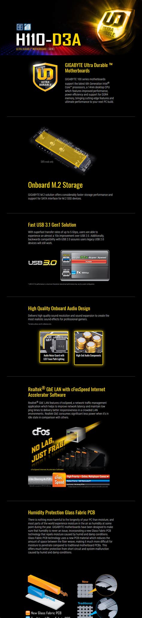 Buy Gigabyte H110 D3a Motherboard Ga H110 D3a Pc Case Gear Australia