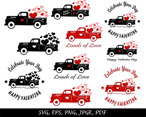 Valentine Truck Svg Valentines Red Truck Svg Valentines Svg