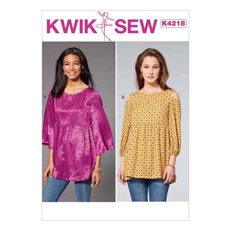 Kwik Sew 4218 Misses Tops With Gathered Waist Sewing Pattern Vintage