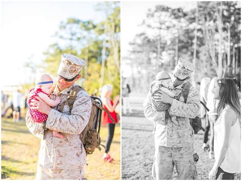 Dad Meets Baby Girl Military Homecoming Jacksonville NC Photograph