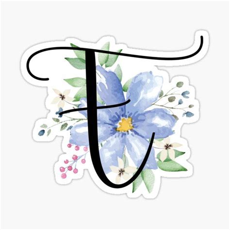 Monogram E In Front Of A Beautiful Blue Watercolor Flower With Pretty