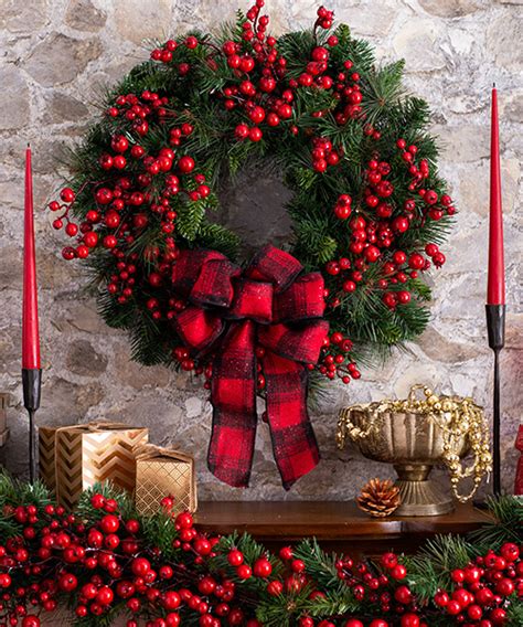 Berry Farmhouse Christmas Wreath Rustic Holiday Decor