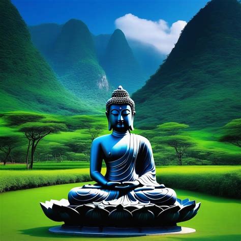 Premium Photo Buddha Statue With Nature Landscape