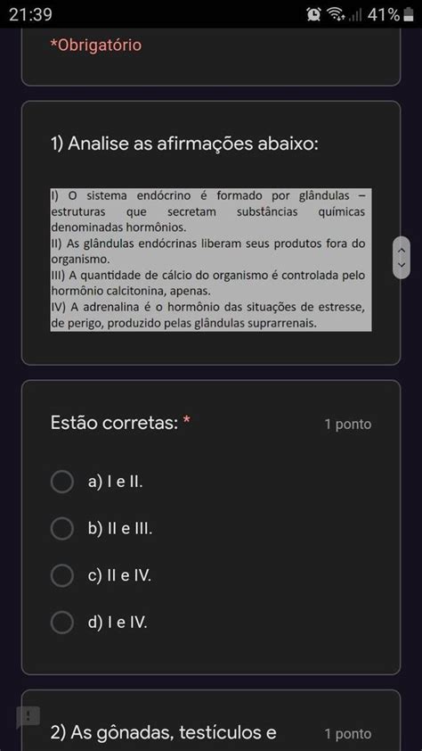 Analise As Afirmações Abaixo Estão Corretas 1 Ponto A I E Ii B Ii