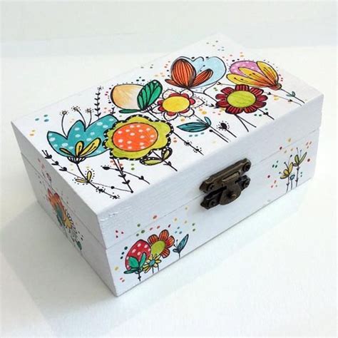 Caja Fluretas Wooden Box Crafts Hand Painted Wooden Box Painted