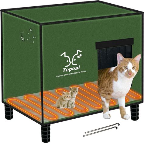 Tepoal Indestructible Large Heated Cat House For Outside