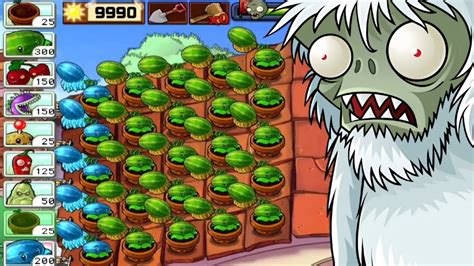 Plants Vs Zombies Survival Roof 5 Flags Completed All Melons Vs All