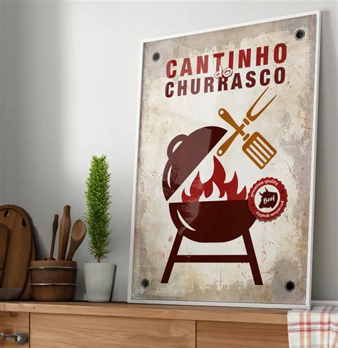 Quadro Decorativo Cantinho Do Churrasco Vintage Textura 4761