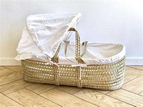 French Moses Basket Human Baby Carrier Basket W Handles Bedding Woven