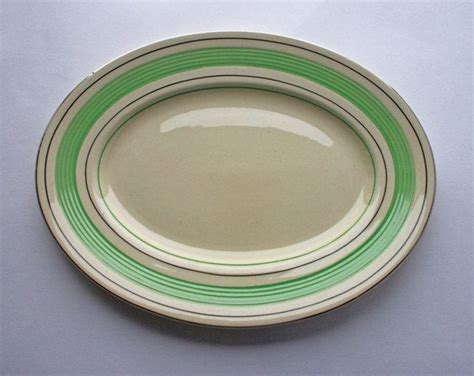 Woods Ivory Ware Oval Platter S S Green Etsy Uk Oval Plates