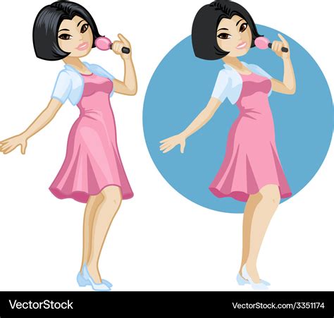 Cute Young Asian Woman Singer Royalty Free Vector Image