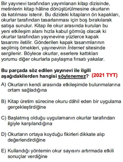 2021 TYT Paragraf Çıkmış Sorular Doğru Tercihler