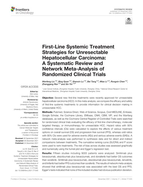 Pdf First Line Systemic Treatment Strategies For Unresectable