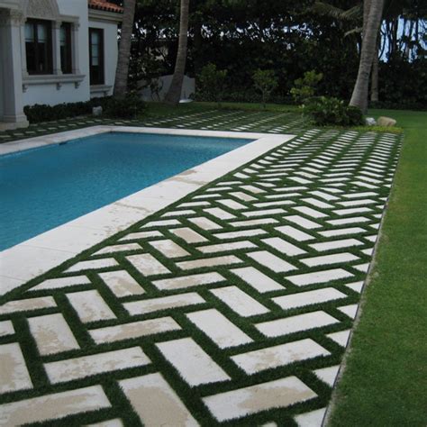 Large Square Pavers with Grass - Outdoor Patio Ideas