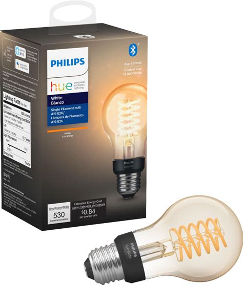 Best Buy Philips Hue White Filament A Bluetooth Smart Led Bulb Amber