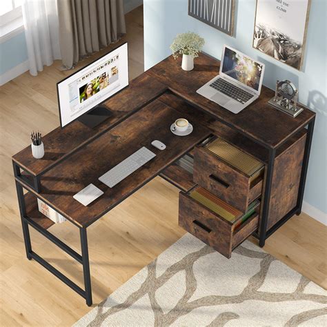 Tribesigns L Shaped Computer Desk With 2 Drawers 59 Inch L Shaped Desk