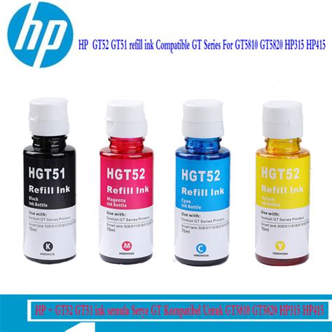 Hp Gt51 Gt52 Compatible Hybrid Gt Series Compatible Refill Ink Hp Deskjet Gt5810 Gt5820 5810