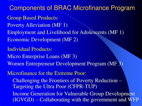 PPT - BRAC Microfinance Program in Bangladesh and its International ...