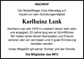 Traueranzeigen Von Karlheinz Lenk Schwarzw Lder Bote Trauer