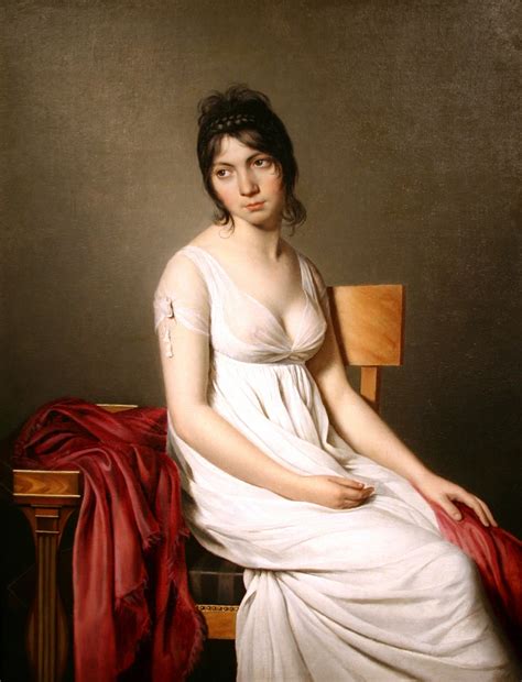 Portrait Of A Young Woman In White By Circle Of Jacques Louis David C