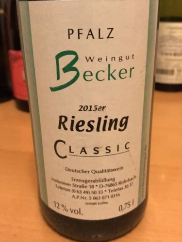 Weingut Hans Jurgen Becker Riesling Classic Vivino US